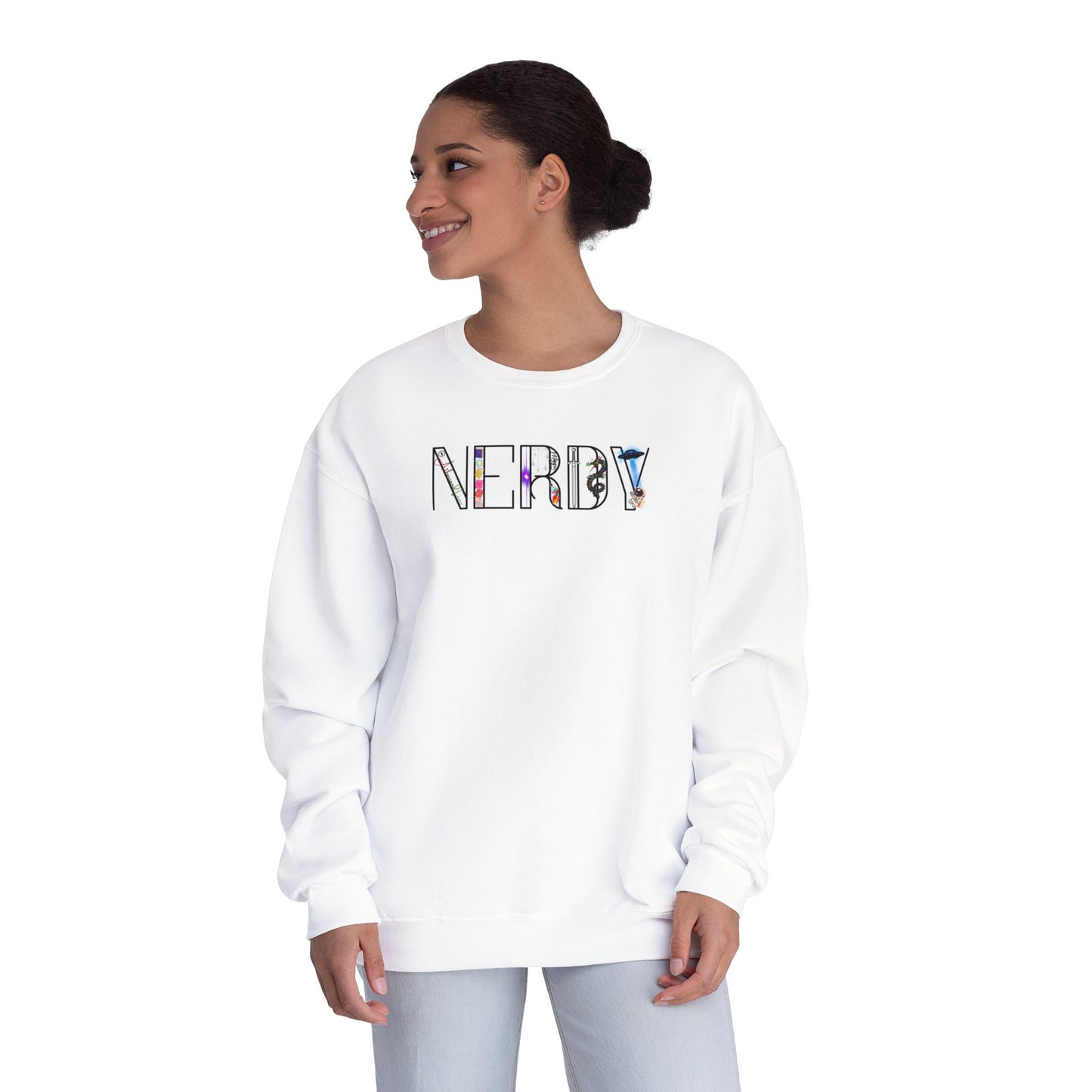Nerdy Graphic Crewneck Sweatshirt