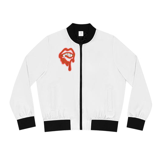 Dripping Lip & Vampire Girl Bomber Jacket — Women's Graphic Bomber