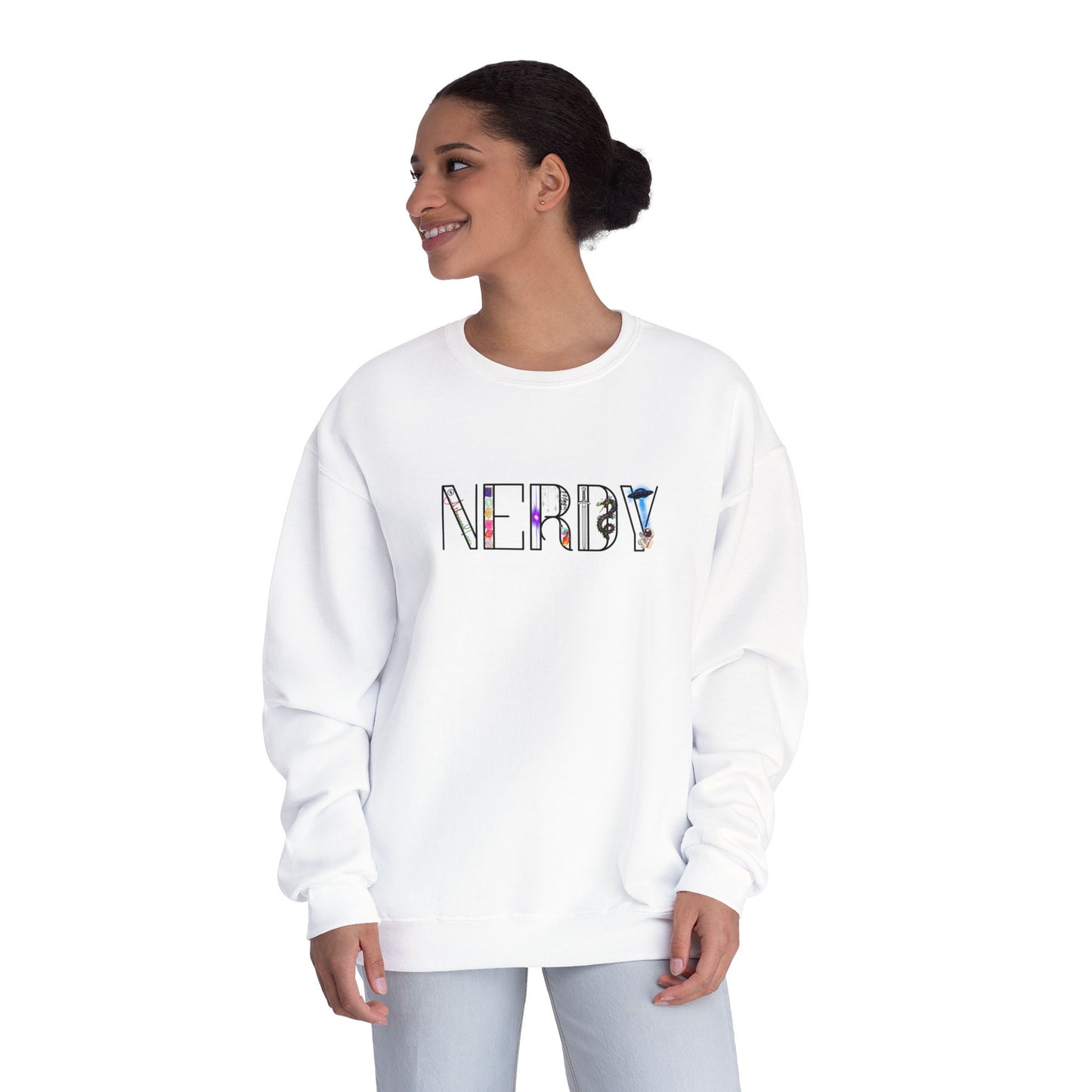 Nerdy Graphic Crewneck Sweatshirt