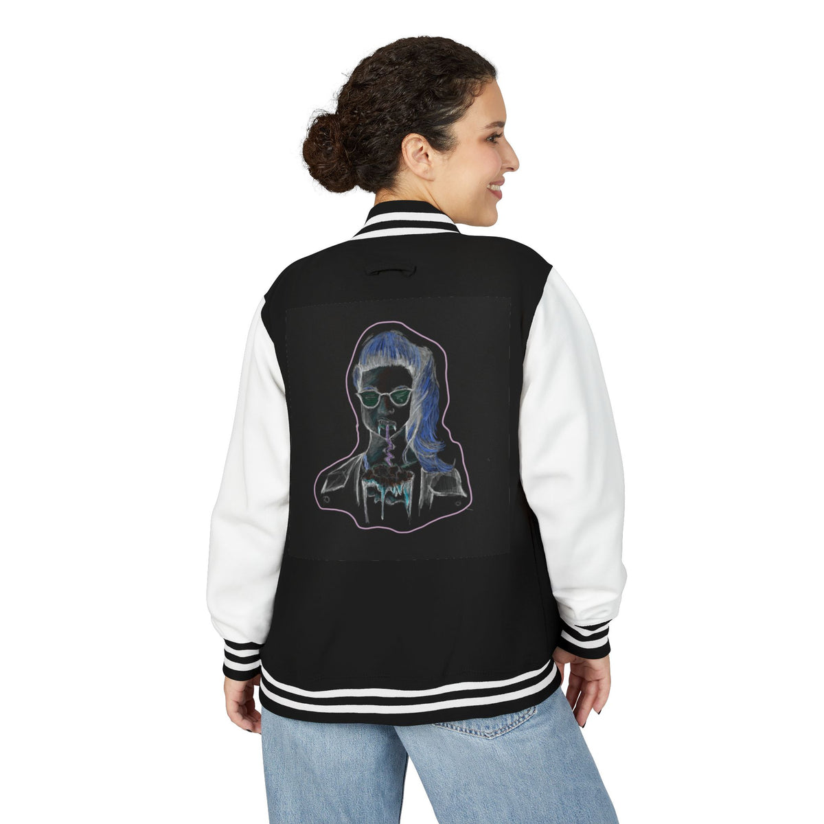 Neon Vampire Varsity Jacket - Retro Gothic Letterman