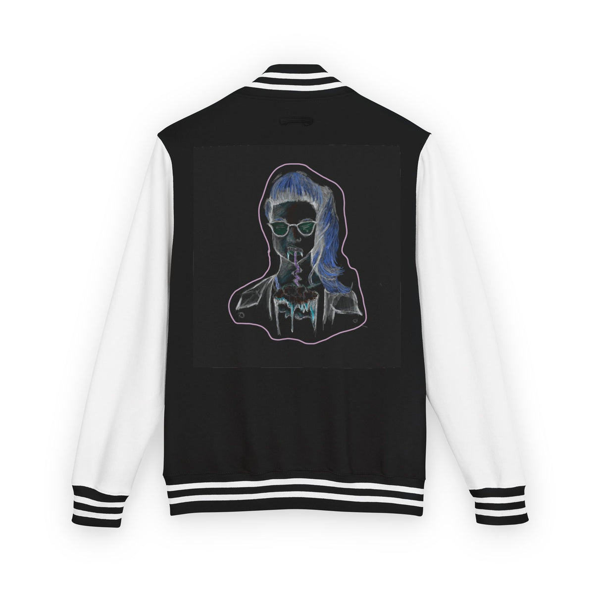 Neon Vampire Varsity Jacket - Retro Gothic Letterman