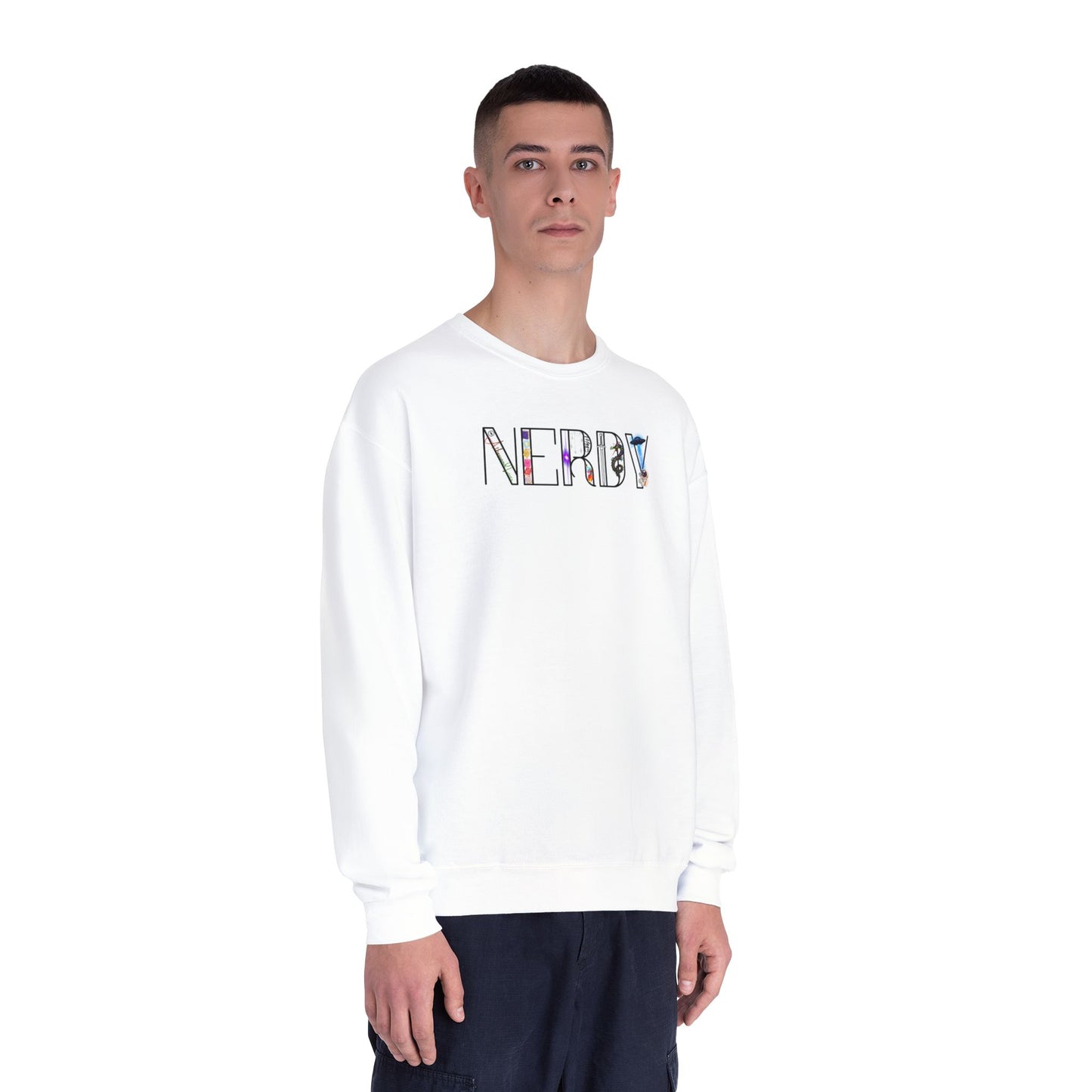 Nerdy Graphic Crewneck Sweatshirt