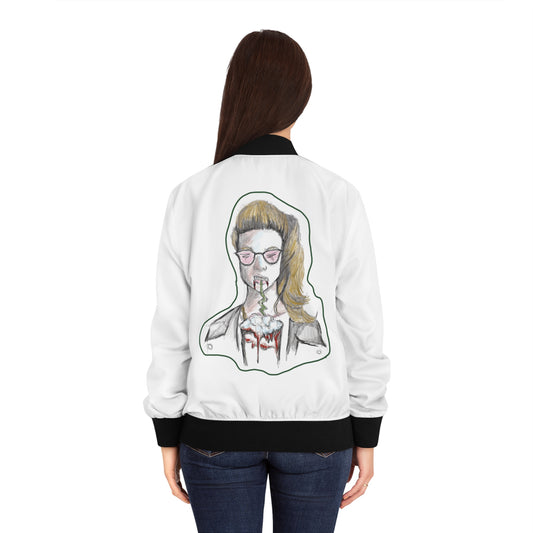 Dripping Lip & Vampire Girl Bomber Jacket — Women's Graphic Bomber