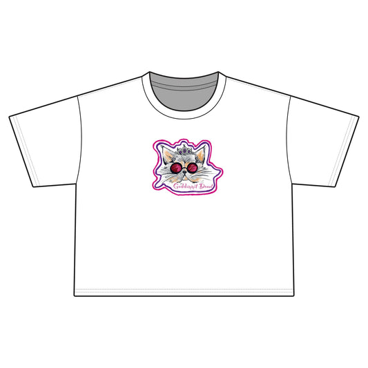 Cat Sunglasses Cropped Tee — 'I'm Not A Morning Cat' Retro Graphic