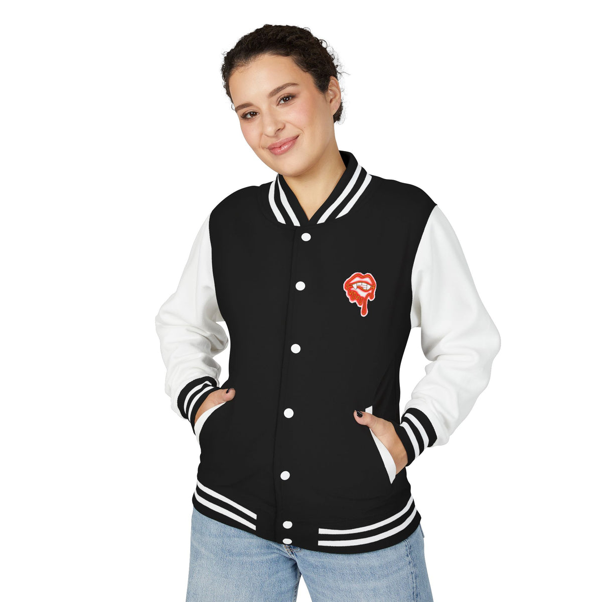 Neon Vampire Varsity Jacket - Retro Gothic Letterman