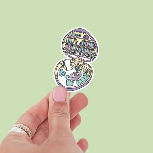 Cozy Mini Reading Book Nook Pocket Compact Vinyl Sticker: Holographic/Sparkly